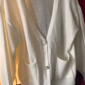 Elegant White Women's Cardigan Sweater